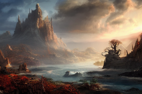 Trending splash art highly detailed bright mood mixed media concept art:0.5 intricate detailed wonderous landscape 4k volumetric lighting dramatic lighting award-winning:0.5 [text logo]