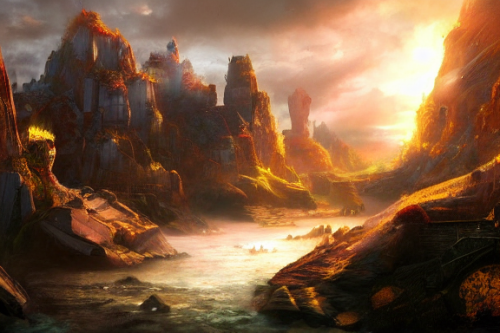 Trending splash art highly detailed bright mood mixed media concept art:0.5 intricate detailed wonderous landscape 4k volumetric lighting dramatic lighting award-winning:0.5 [text logo]