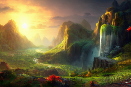 Trending splash art highly detailed bright mood mixed media concept art:0.5 intricate detailed wonderous landscape 4k volumetric lighting dramatic lighting award-winning:0.5 [text logo]