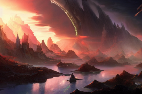 Trending splash art highly detailed bright mood mixed media concept art:0.5 intricate detailed wonderous landscape 4k volumetric lighting dramatic lighting award-winning:0.5 [text logo]