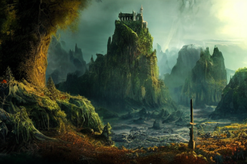 Trending splash art highly detailed bright mood mixed media concept art:0.5 intricate detailed wonderous landscape 4k volumetric lighting dramatic lighting award-winning:0.5 [text logo]