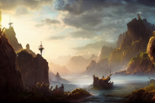 Trending splash art highly detailed bright mood mixed media concept art:0.5 intricate detailed wonderous landscape 4k volumetric lighting dramatic lighting award-winning:0.5 [text logo]