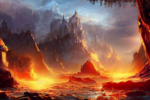 Trending splash art highly detailed bright mood mixed media concept art:0.5 intricate detailed wonderous landscape 4k volumetric lighting dramatic lighting award-winning:0.5 [text logo]