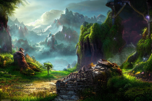 Trending splash art highly detailed bright mood mixed media concept art:0.5 intricate detailed wonderous landscape 4k volumetric lighting dramatic lighting award-winning:0.5 [text logo]