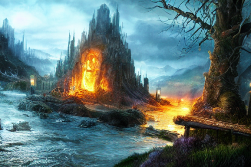 Trending splash art highly detailed bright mood mixed media concept art:0.5 intricate detailed wonderous landscape 4k volumetric lighting dramatic lighting award-winning:0.5 [text logo]