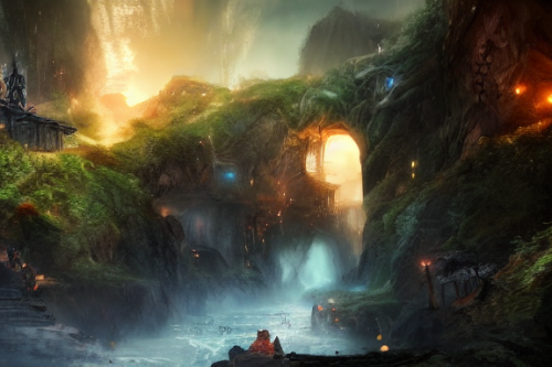 Trending splash art highly detailed bright mood mixed media concept art:0.5 intricate detailed wonderous landscape 4k volumetric lighting dramatic lighting award-winning:0.5 [text logo]