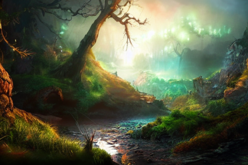 Trending splash art highly detailed bright mood mixed media concept art:0.5 intricate detailed wonderous landscape 4k volumetric lighting dramatic lighting award-winning:0.5 [text logo]