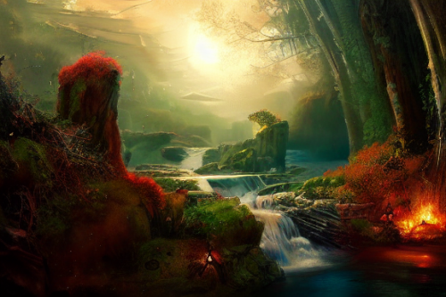 Trending splash art highly detailed bright mood mixed media concept art:0.5 intricate detailed wonderous landscape 4k volumetric lighting dramatic lighting award-winning:0.5 [text logo]