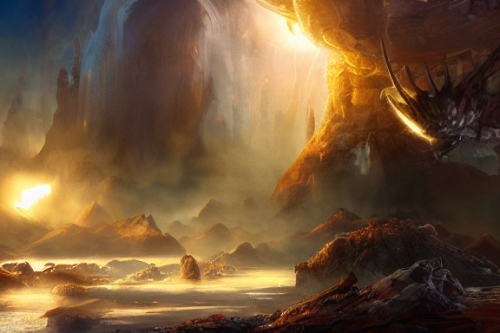 Trending splash art highly detailed bright mood mixed media concept art:0.5 intricate detailed wonderous landscape 4k volumetric lighting dramatic lighting award-winning:0.5 [text logo]