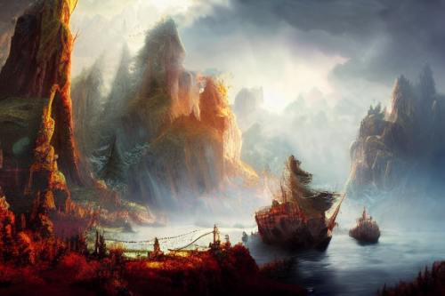 Trending splash art highly detailed bright mood mixed media concept art:0.5 intricate detailed wonderous landscape 4k volumetric lighting dramatic lighting award-winning:0.5 [text logo]