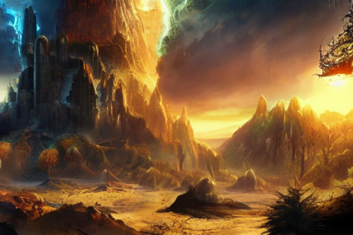 Trending splash art highly detailed bright mood mixed media concept art:0.5 intricate detailed wonderous landscape 4k volumetric lighting dramatic lighting award-winning:0.5 [text logo]