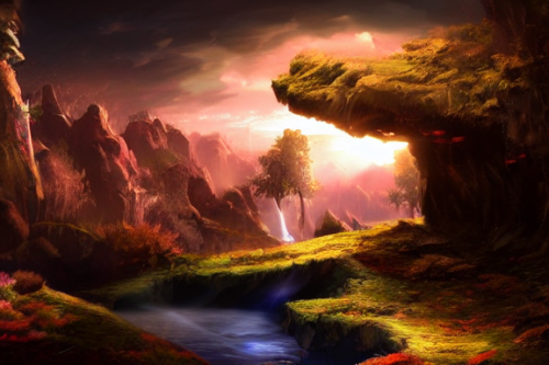 Trending splash art highly detailed bright mood mixed media concept art:0.5 intricate detailed wonderous landscape 4k volumetric lighting dramatic lighting award-winning:0.5 [text logo]