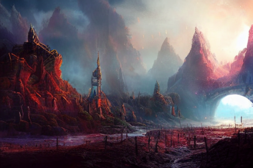 Trending splash art highly detailed bright mood mixed media concept art:0.5 intricate detailed wonderous landscape 4k volumetric lighting dramatic lighting award-winning:0.5 [text logo]