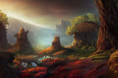 Trending splash art highly detailed bright mood mixed media concept art:0.5 intricate detailed wonderous landscape 4k volumetric lighting dramatic lighting award-winning:0.5 [text logo]