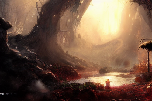 Trending splash art highly detailed bright mood mixed media concept art:0.5 intricate detailed wonderous landscape 4k volumetric lighting dramatic lighting award-winning:0.5 [text logo]