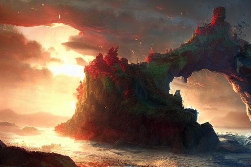 Trending splash art highly detailed bright mood mixed media concept art:0.5 intricate detailed wonderous landscape 4k volumetric lighting dramatic lighting award-winning:0.5 [text logo]