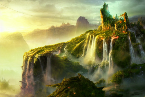 Trending splash art highly detailed bright mood mixed media concept art:0.5 intricate detailed wonderous landscape 4k volumetric lighting dramatic lighting award-winning:0.5 [text logo]