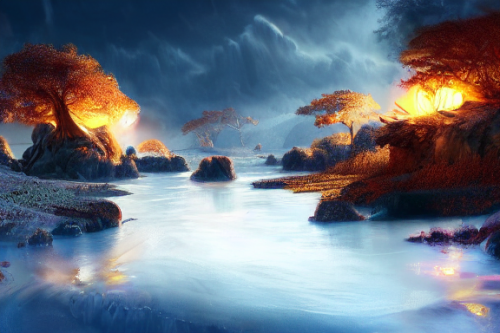 Trending splash art highly detailed bright mood mixed media concept art:0.5 intricate detailed wonderous landscape 4k volumetric lighting dramatic lighting award-winning:0.5 [text logo]