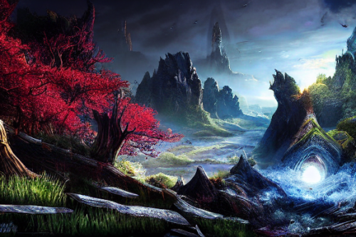 Trending splash art highly detailed bright mood mixed media concept art:0.5 intricate detailed wonderous landscape 4k volumetric lighting dramatic lighting award-winning:0.5 [text logo]