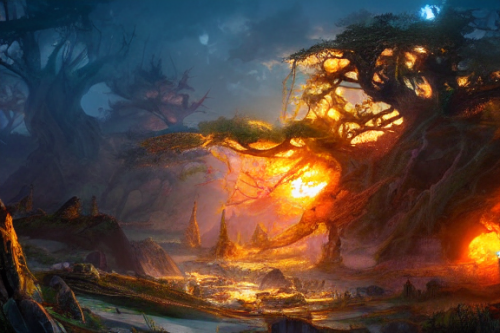 Trending splash art highly detailed bright mood mixed media concept art:0.5 intricate detailed wonderous landscape 4k volumetric lighting dramatic lighting award-winning:0.5 [text logo]