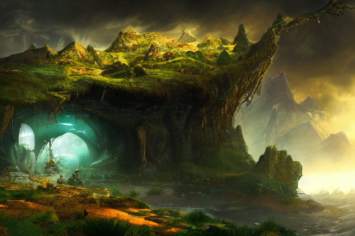 Trending splash art highly detailed bright mood mixed media concept art:0.5 intricate detailed wonderous landscape 4k volumetric lighting dramatic lighting award-winning:0.5 [text logo]