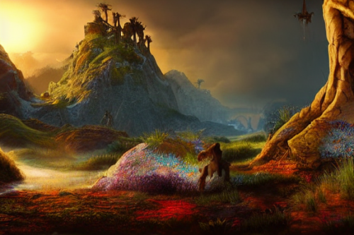 Trending splash art highly detailed bright mood mixed media concept art:0.5 intricate detailed wonderous landscape 4k volumetric lighting dramatic lighting award-winning:0.5 [text logo]