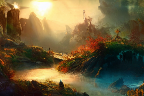 Trending splash art highly detailed bright mood mixed media concept art:0.5 intricate detailed wonderous landscape 4k volumetric lighting dramatic lighting award-winning:0.5 [text logo]