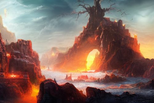 Trending splash art highly detailed bright mood mixed media concept art:0.5 intricate detailed wonderous landscape 4k volumetric lighting dramatic lighting award-winning:0.5 [text logo]