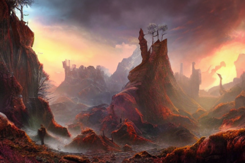 Trending splash art highly detailed bright mood mixed media concept art:0.5 intricate detailed wonderous landscape 4k volumetric lighting dramatic lighting award-winning:0.5 [text logo]