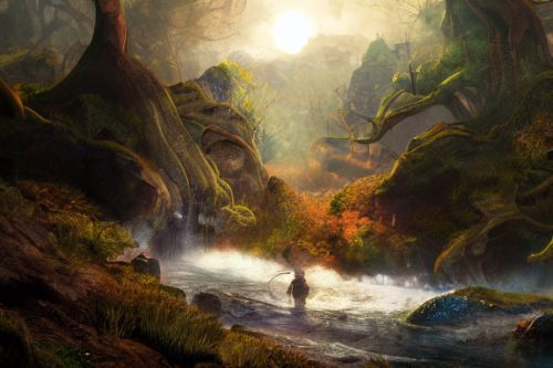 Trending splash art highly detailed bright mood mixed media concept art:0.5 intricate detailed wonderous landscape 4k volumetric lighting dramatic lighting award-winning:0.5 [text logo]