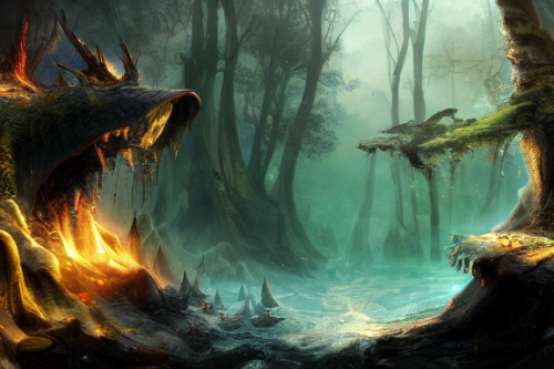 Trending splash art highly detailed bright mood mixed media concept art:0.5 intricate detailed wonderous landscape 4k volumetric lighting dramatic lighting award-winning:0.5 [text logo]