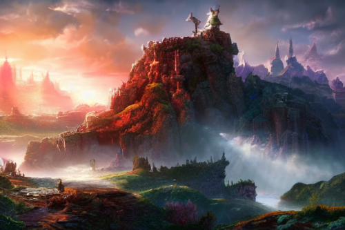 Trending splash art highly detailed bright mood mixed media concept art:0.5 intricate detailed wonderous landscape 4k volumetric lighting dramatic lighting award-winning:0.5 [text logo]