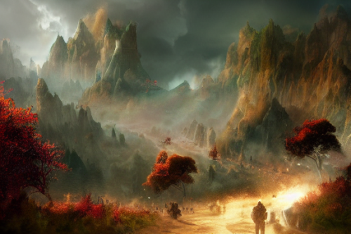 Trending splash art highly detailed bright mood mixed media concept art:0.5 intricate detailed wonderous landscape 4k volumetric lighting dramatic lighting award-winning:0.5 [text logo]