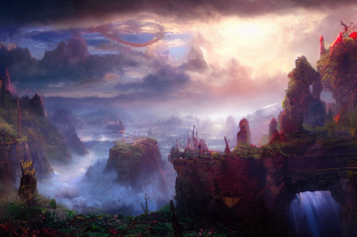 Trending splash art highly detailed bright mood mixed media concept art:0.5 intricate detailed wonderous landscape 4k volumetric lighting dramatic lighting award-winning:0.5 [text logo]