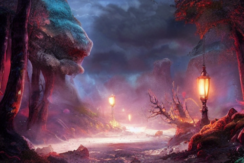 Trending splash art highly detailed bright mood mixed media concept art:0.5 intricate detailed wonderous landscape 4k volumetric lighting dramatic lighting award-winning:0.5 [text logo]