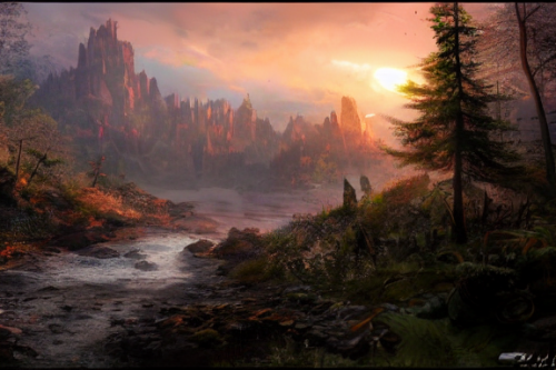 Trending splash art highly detailed bright mood mixed media concept art:0.5 intricate detailed wonderous landscape 4k volumetric lighting dramatic lighting award-winning:0.5 [text logo]