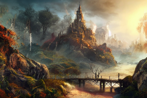 Trending splash art highly detailed bright mood mixed media concept art:0.5 intricate detailed wonderous landscape 4k volumetric lighting dramatic lighting award-winning:0.5 [text logo]