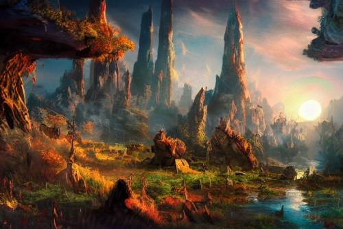 Trending splash art highly detailed bright mood mixed media concept art:0.5 intricate detailed wonderous landscape 4k volumetric lighting dramatic lighting award-winning:0.5 [text logo]