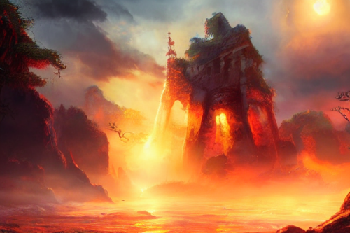 Trending splash art highly detailed bright mood mixed media concept art:0.5 intricate detailed wonderous landscape 4k volumetric lighting dramatic lighting award-winning:0.5 [text logo]