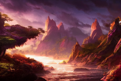 Trending splash art highly detailed bright mood mixed media concept art:0.5 intricate detailed wonderous landscape 4k volumetric lighting dramatic lighting award-winning:0.5 [text logo]