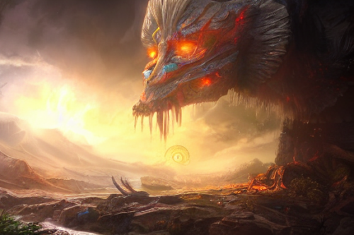 Trending splash art highly detailed bright mood mixed media concept art:0.5 intricate detailed wonderous landscape 4k volumetric lighting dramatic lighting award-winning:0.5 [text logo]