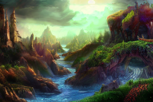 Trending splash art highly detailed bright mood mixed media concept art:0.5 intricate detailed wonderous landscape 4k volumetric lighting dramatic lighting award-winning:0.5 [text logo]