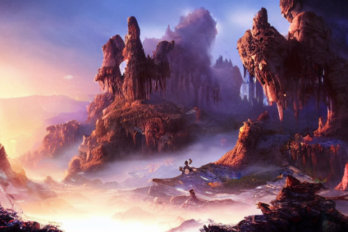 Trending splash art highly detailed bright mood mixed media concept art:0.5 intricate detailed wonderous landscape 4k volumetric lighting dramatic lighting award-winning:0.5 [text logo]