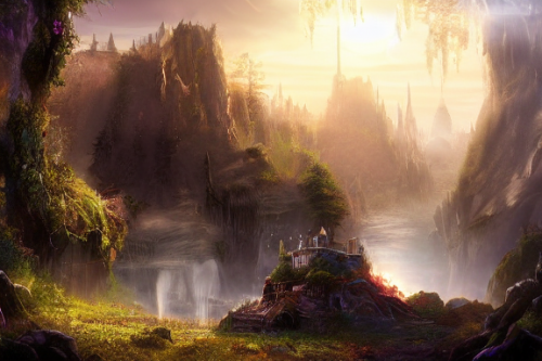 Trending splash art highly detailed bright mood mixed media concept art:0.5 intricate detailed wonderous landscape 4k volumetric lighting dramatic lighting award-winning:0.5 [text logo]