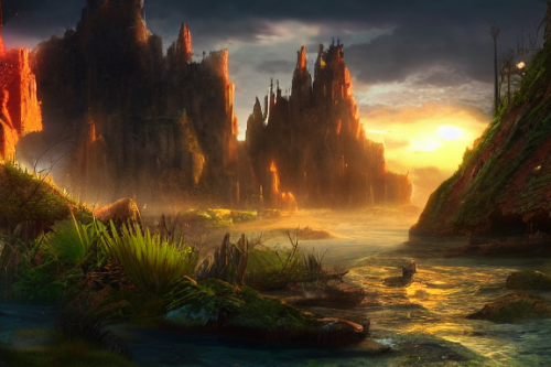 Trending splash art highly detailed bright mood mixed media concept art:0.5 intricate detailed wonderous landscape 4k volumetric lighting dramatic lighting award-winning:0.5 [text logo]