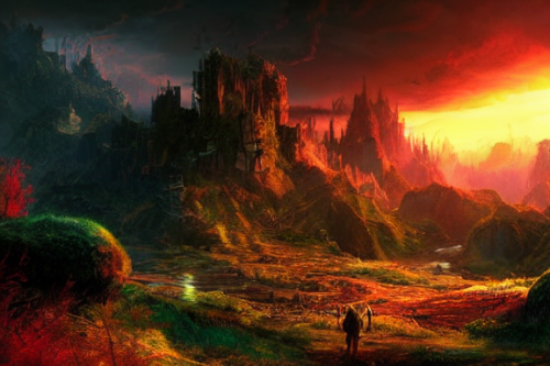 Trending splash art highly detailed bright mood mixed media concept art:0.5 intricate detailed wonderous landscape 4k volumetric lighting dramatic lighting award-winning:0.5 [text logo]