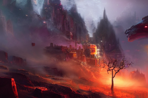 Trending splash art highly detailed bright mood mixed media concept art:0.5 intricate detailed wonderous landscape 4k volumetric lighting dramatic lighting award-winning:0.5 [text logo]