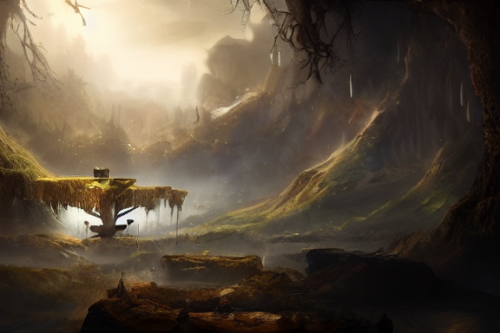 Trending splash art highly detailed bright mood mixed media concept art:0.5 intricate detailed wonderous landscape 4k volumetric lighting dramatic lighting award-winning:0.5 [text logo]