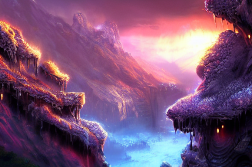 Trending splash art highly detailed bright mood mixed media concept art:0.5 intricate detailed wonderous landscape 4k volumetric lighting dramatic lighting award-winning:0.5 [text logo]