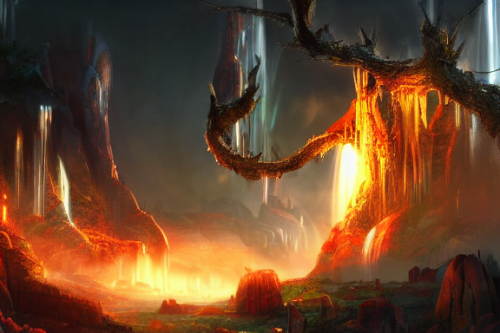 Trending splash art highly detailed bright mood mixed media concept art:0.5 intricate detailed wonderous landscape 4k volumetric lighting dramatic lighting award-winning:0.5 [text logo]